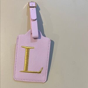 Lavender Luggage Tag with Gold Letter L